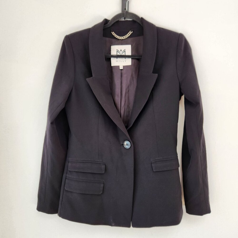 Milly Black Blazer Jacket Longline Cocktail Career Professional Modern Women's 4
